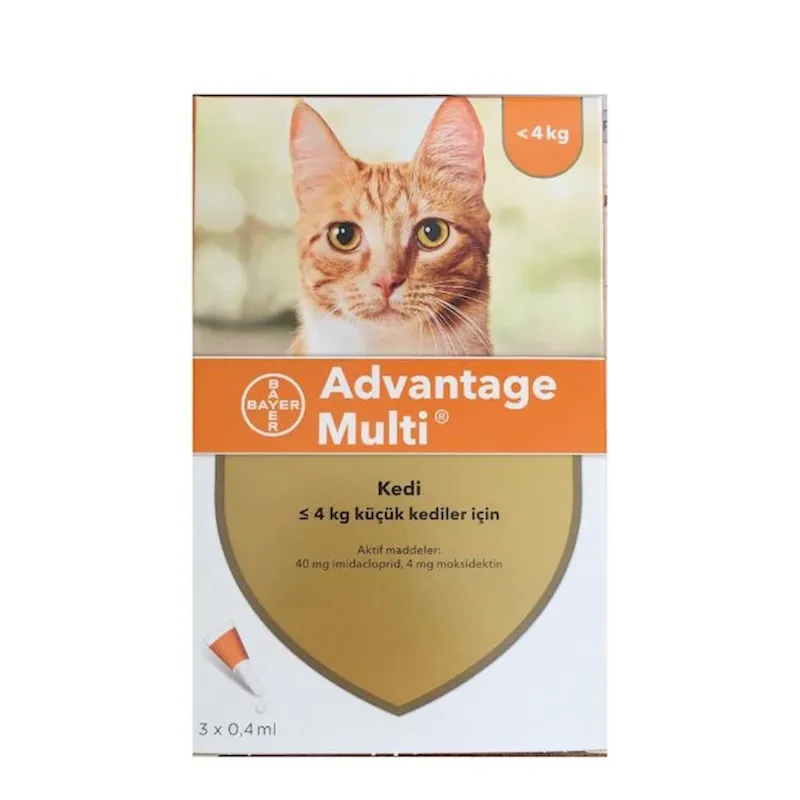  Advantage Multi cat 0.4ml قطره ضد کک و شپش برای گربه های تا 4 کیلوگرم