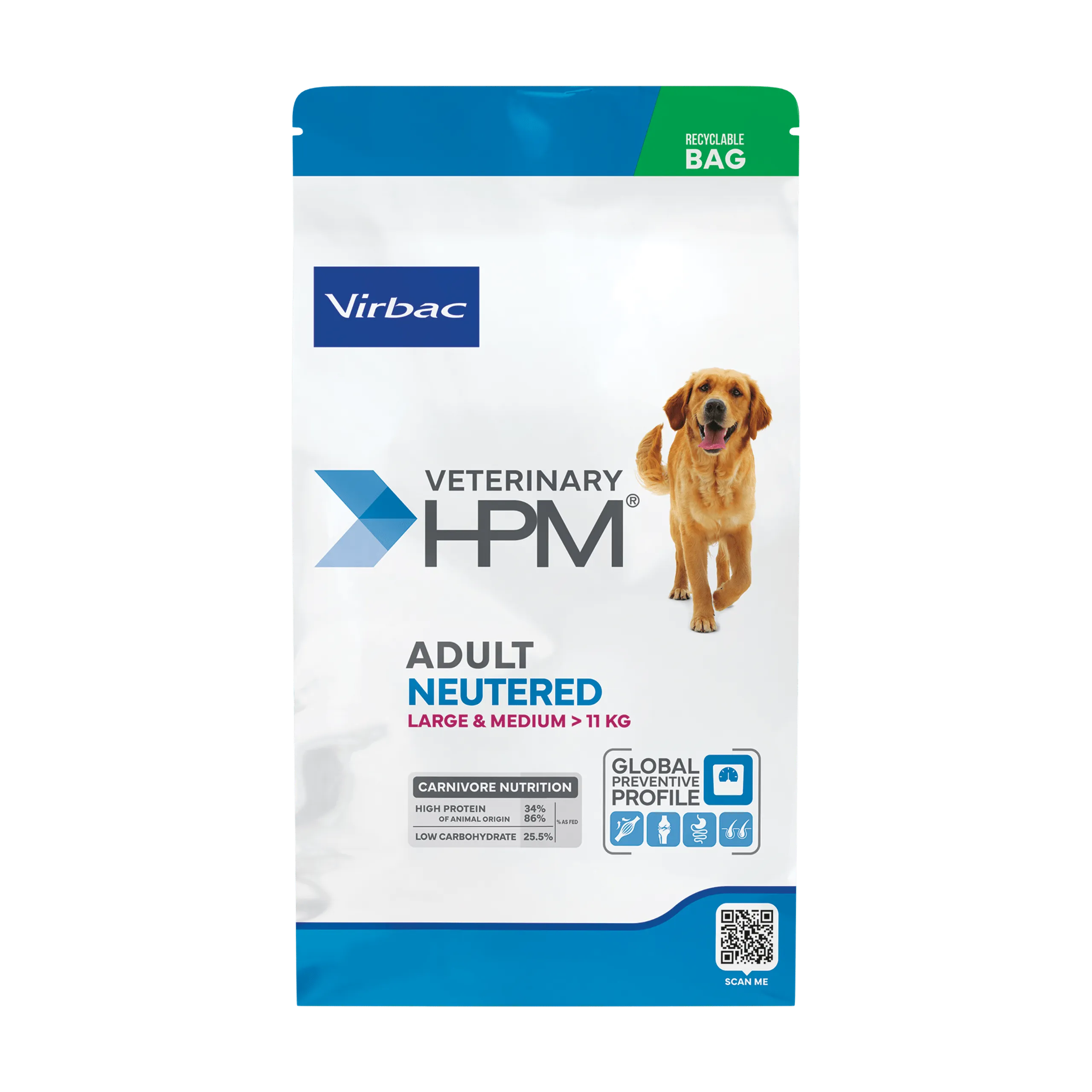 غذای خشک ویربک (Virbac) Veterinary HPM مخصوص سگ‌های بالغ عقیم نژاد متوسط و بزرگ | Adult Neutered Large & Medium