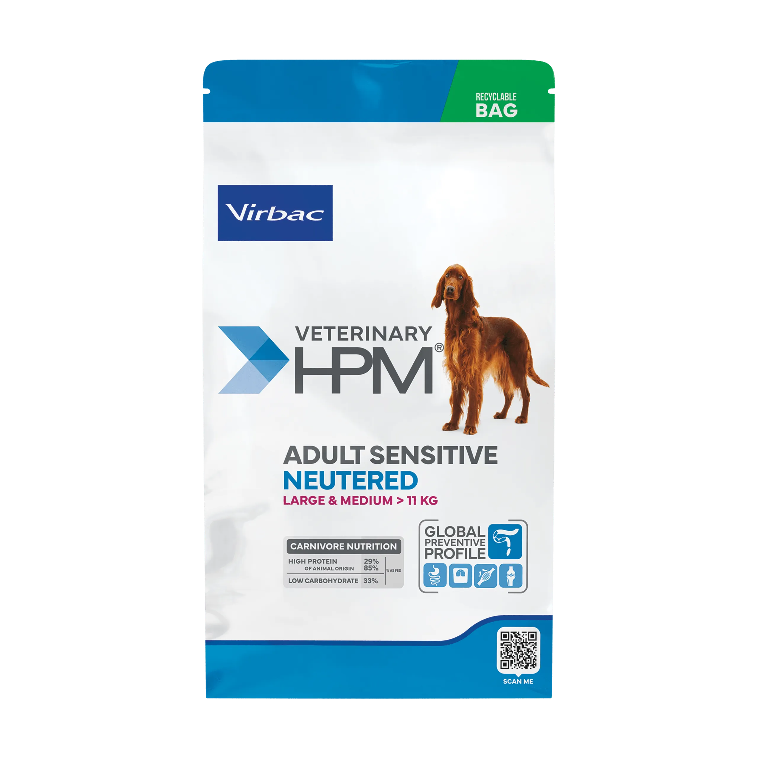 غذای خشک ویربک (Virbac) Veterinary HPM مخصوص سگ‌های بالغ عقیم و حساس نژاد متوسط و بزرگ | Adult Sensitive Neutered