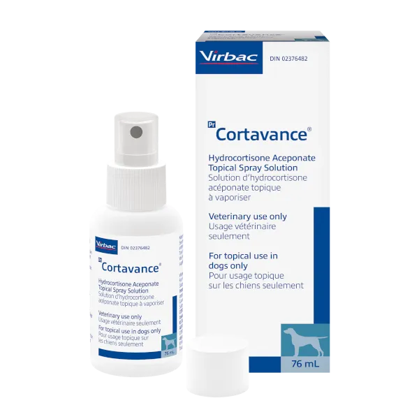 اسپری CORTAVANCE (Virbac) : درمان ۷ روزه التهاب و خارش سگ + هیدروکورتیزون آسپونات (HCA) 1 اسپری CORTAVANCE™: درمان ۱۰۰٪ علائم درماتوز سگ در ۷ روز + جذب سیستمی ناچیز (۷۶ میل)