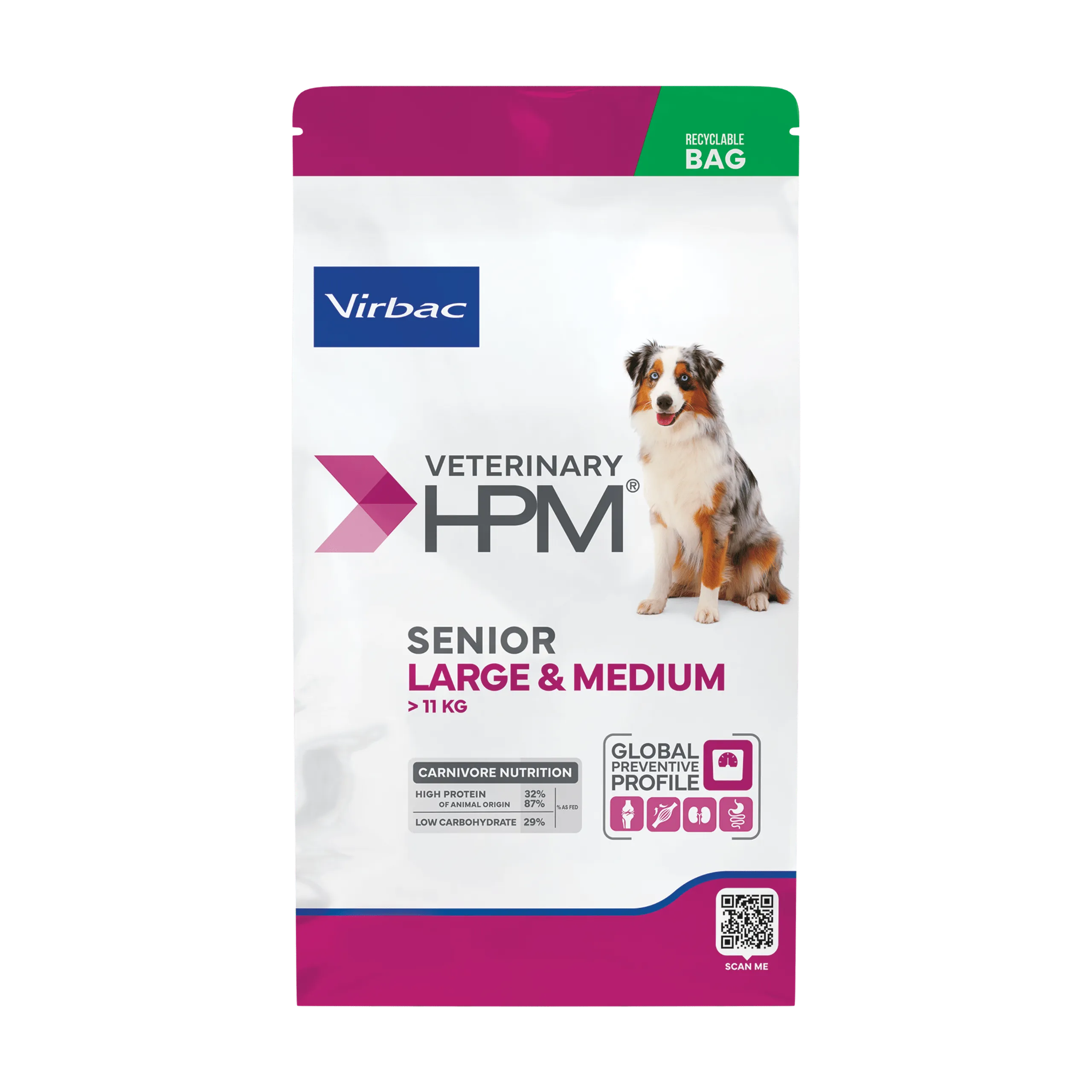 غذای خشک ویربک (Virbac) Veterinary HPM مخصوص سگ‌های سالمند نژاد متوسط و بزرگ | Senior Entire Large & Medium